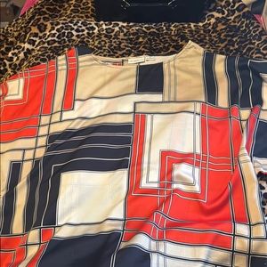 Liz Claiborne Geometric Red and Black Blouse